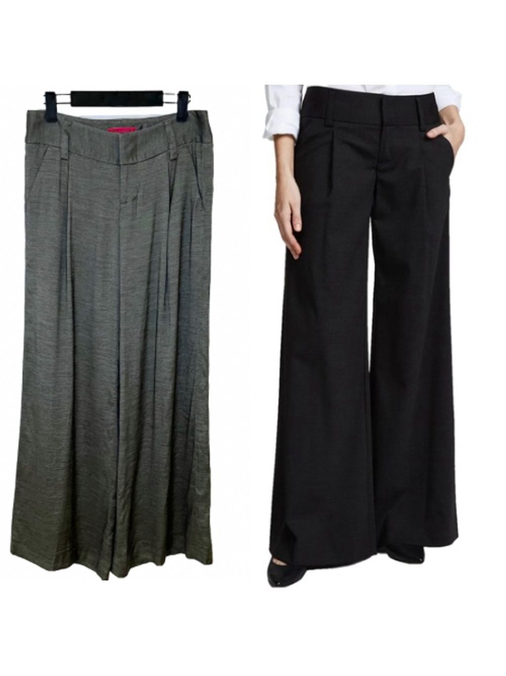 Alice + Olivia Eric Wide Leg Pants Front Pleat Low Rise Size 2 Gray Lightweight